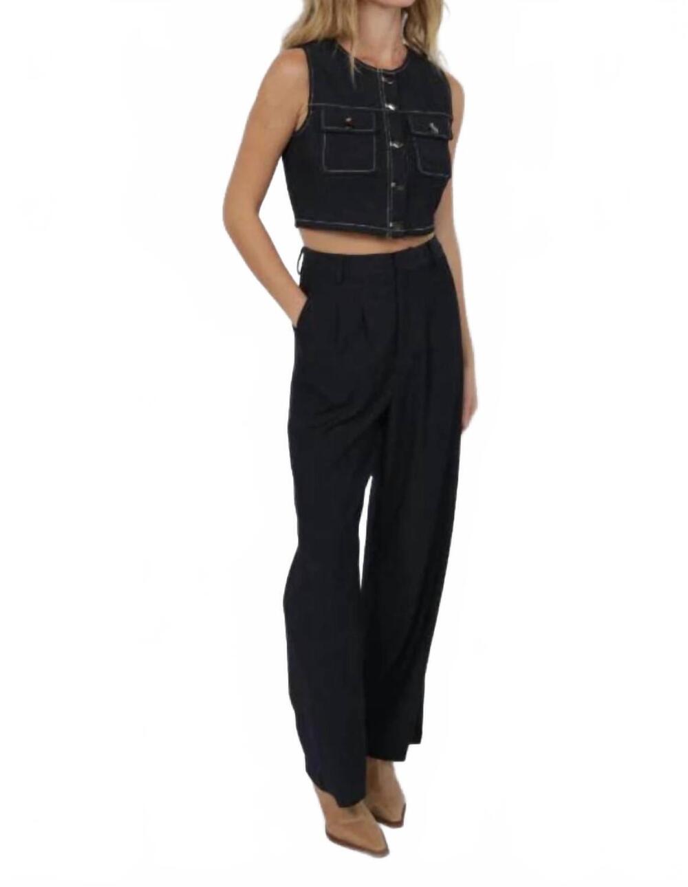 NEW SAGE THE LABEL solid pleated trousers in midnight blue